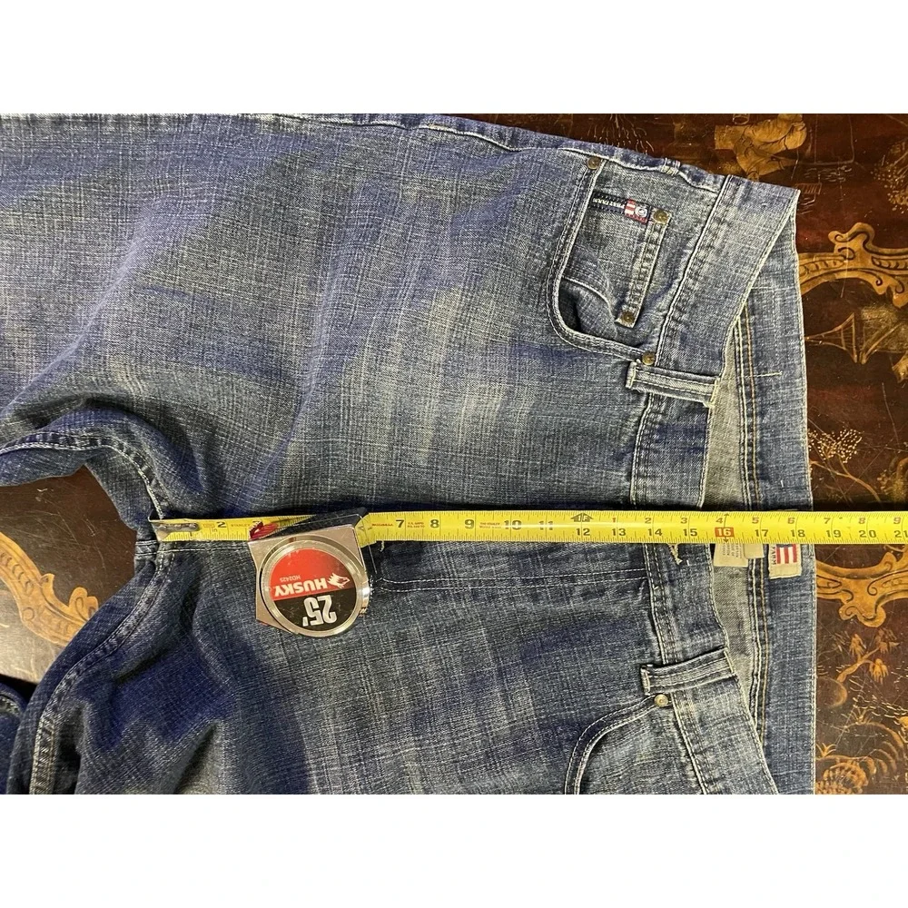 VTG Phat Farm Men Argyle Pocket Denim Jeans Straight Leg Y2K Hip Hop Baggy 42 32